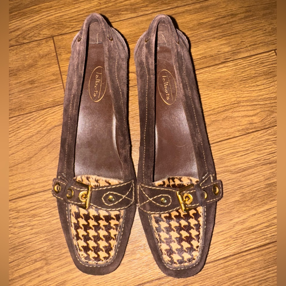 Talbots Two Tone Brown Suede and Calf Hair Loafer size 8